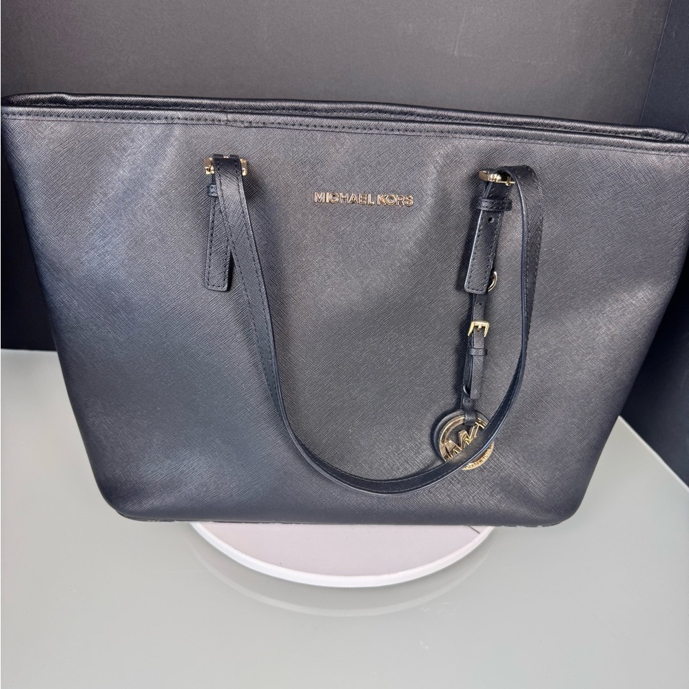 Michael Kors Black Tote with Gold Accents